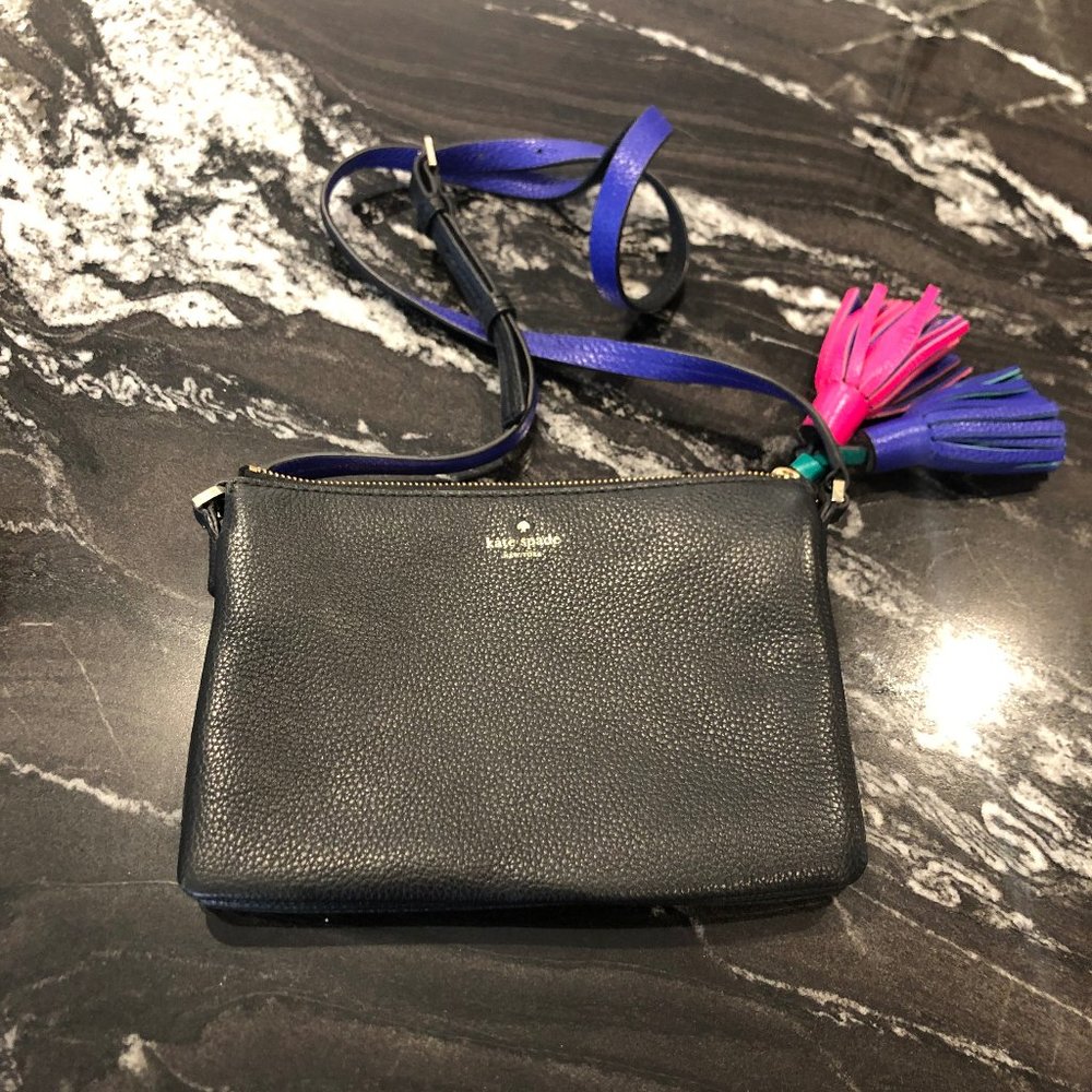 NWOT Kate Spade Black Leather Tassel Crossbody